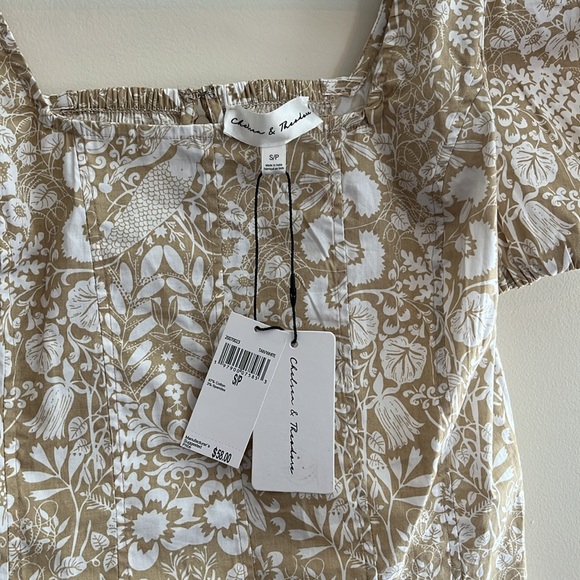 Chelsea & Theodore Puff Sleeve Smocked Top‎ Mermaid Nautical Cottage Coastal NWT - Picture 3 of 7